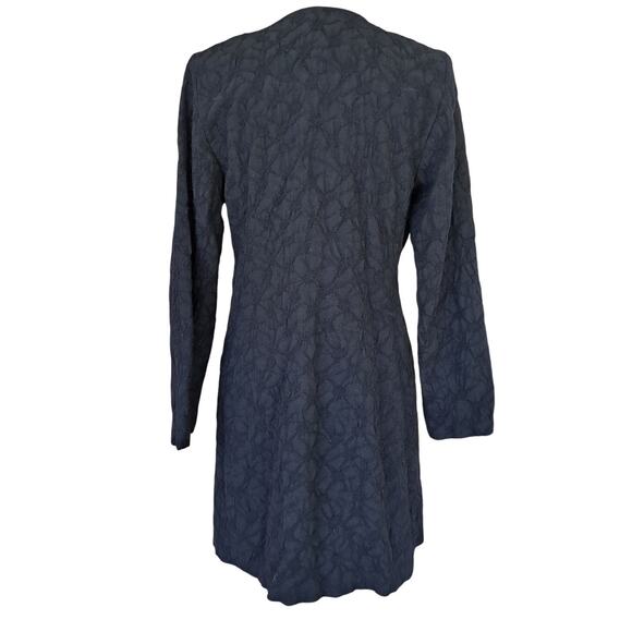 EILEEN FISHER Black Textured Wool Open Front Long Jacket Size Small Minimalist - Picture 4 of 10